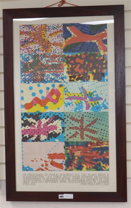 Tom Phillips (1937-) screenprint, 10 Union Jacks, 1975, 94 x 55cm